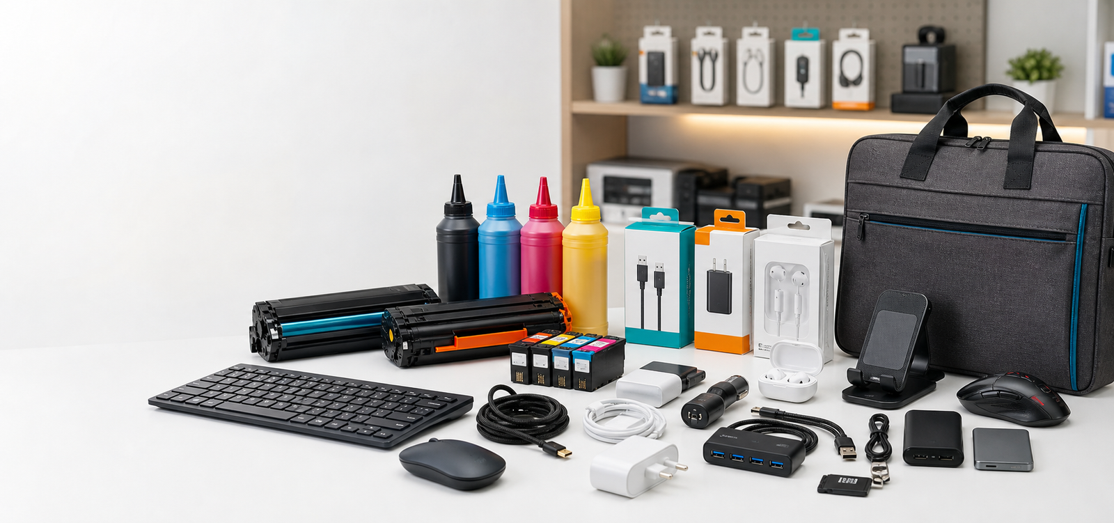 Accessories, toner refilling and printer consumables for daily use.
