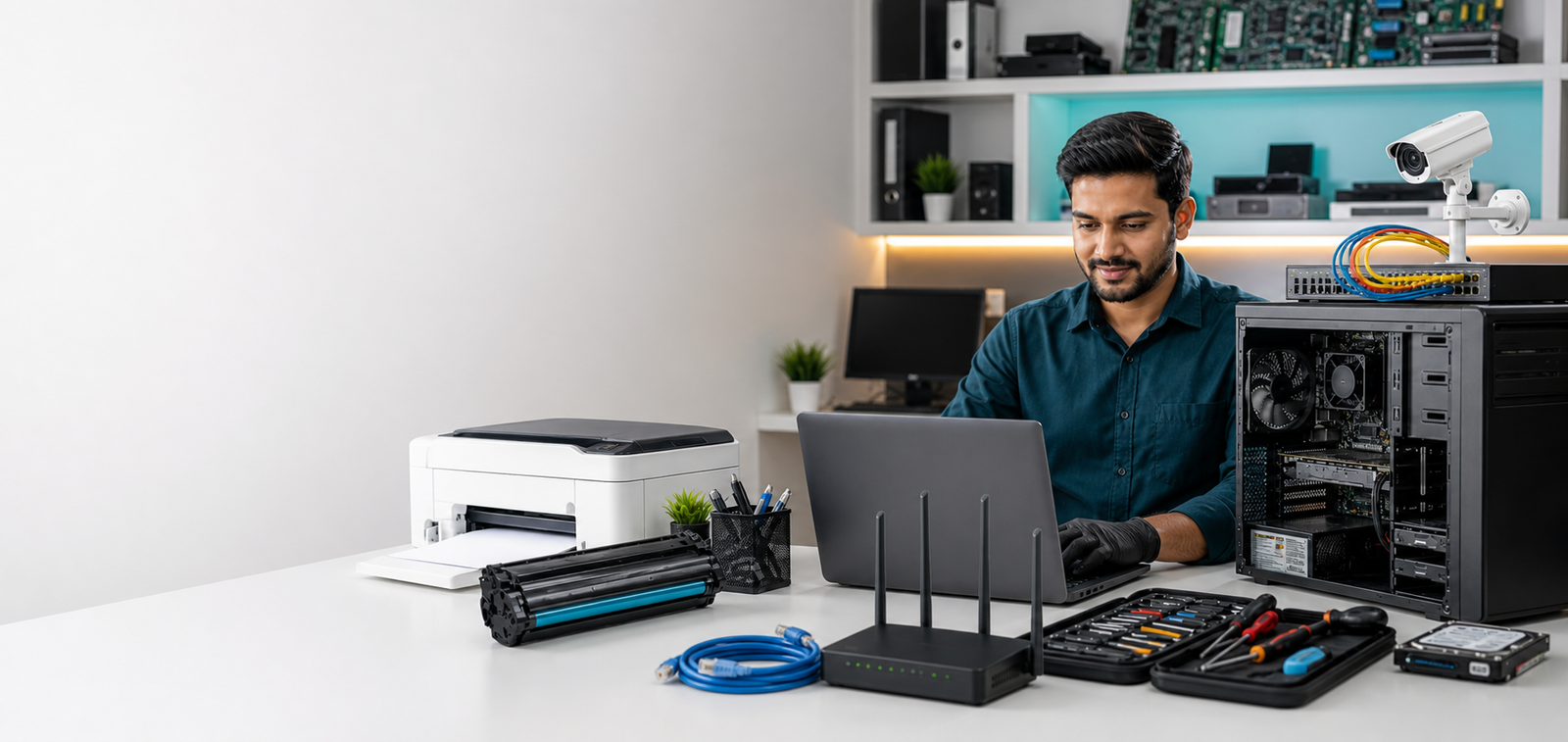 Hardware, networking, repair, printer, AMC and CCTV services.